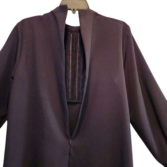 Zara Flare Shift Mini Cocktail Dress Women's Size M Black Long Sleeve Polyester - Picture 10 of 11